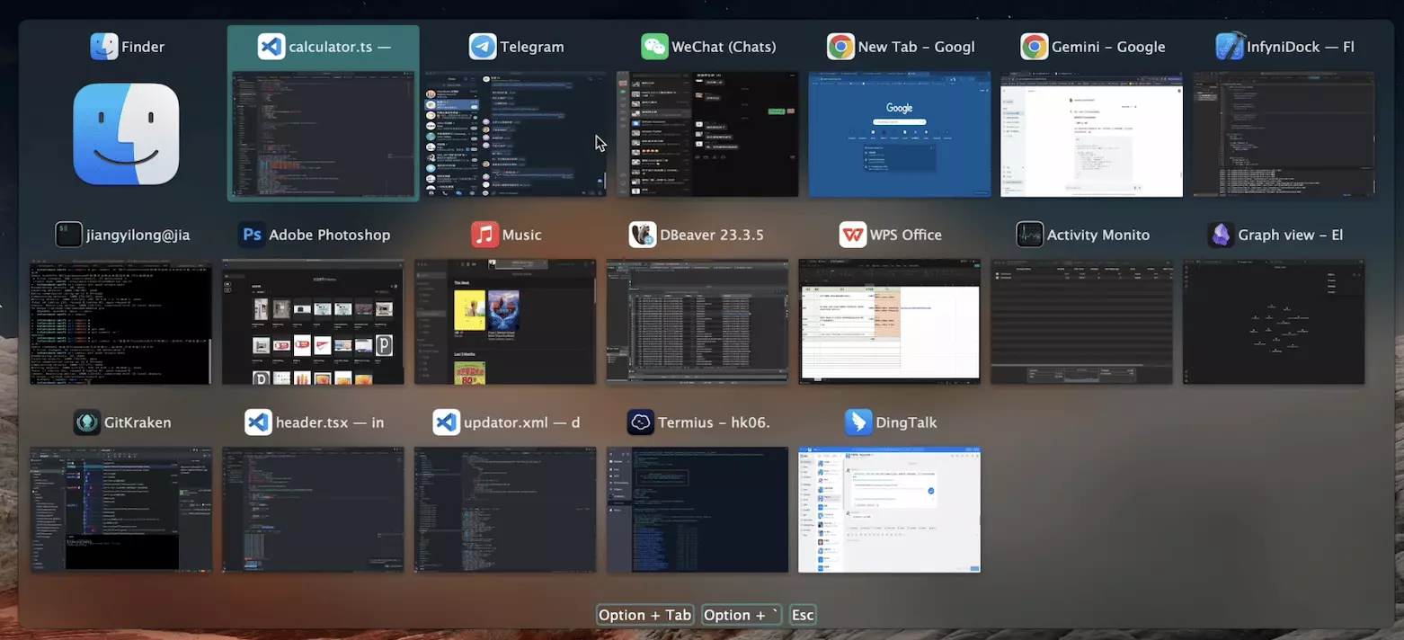 InfyniDock window switcher with live previews